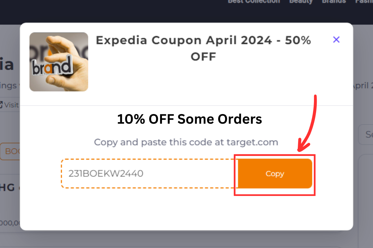 Click the 'Show Code' button to show the promo code. Then, click 'Copy' to copy the promo code.
